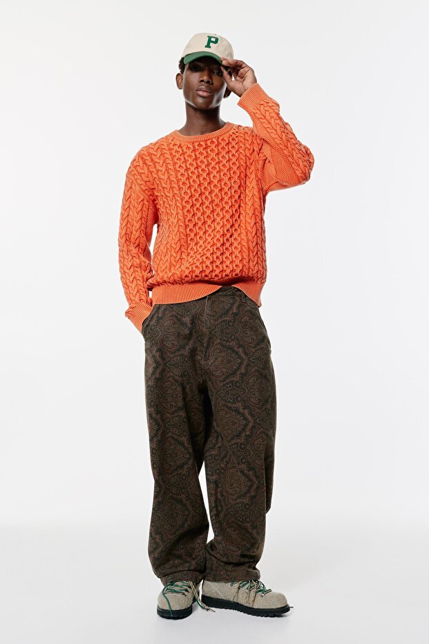 Asit yıkamalı saç örgülü kazak - 3