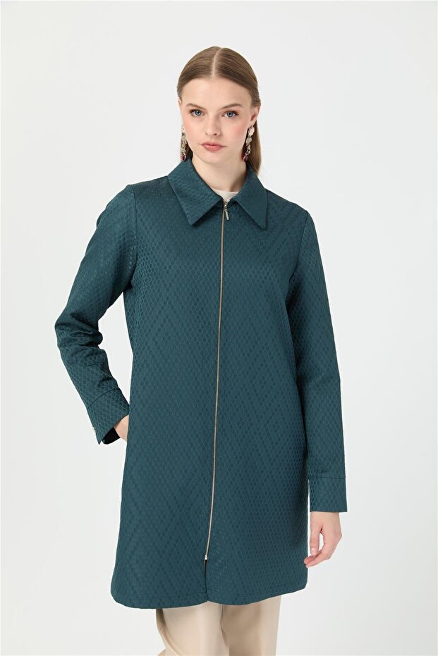 Kendinden Dedenli Giy Çık Tunik Yeşil - 1