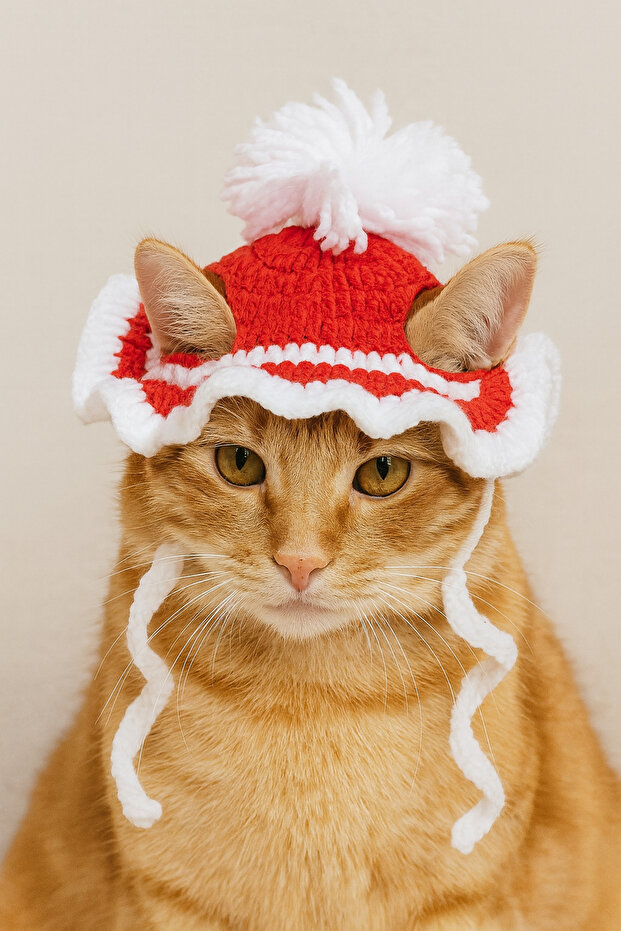 Cotton Handmade Cat Hat – Ear Flaps, Adjustable Lacing, Soft & Breathable