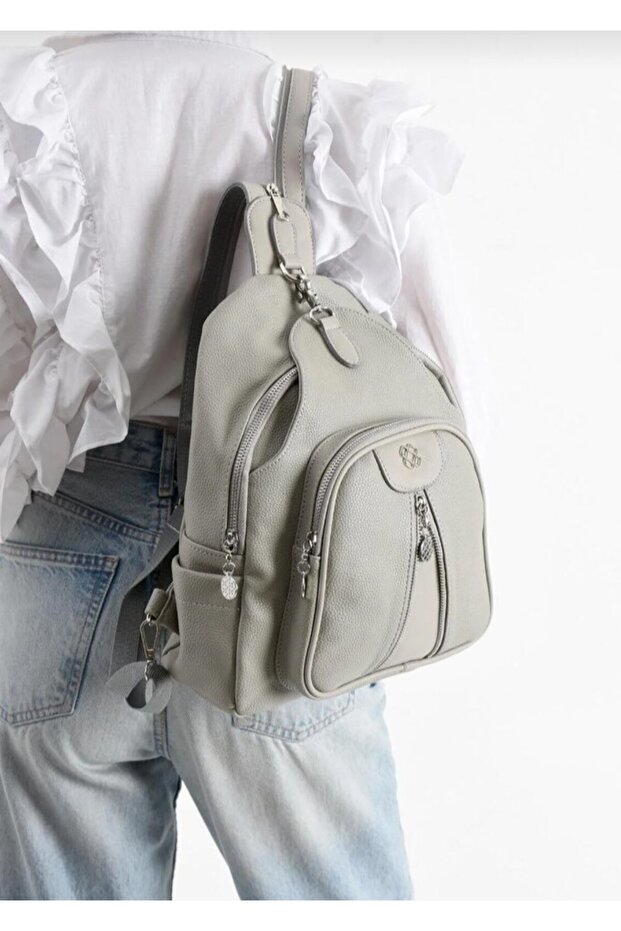 حقيبة ظهر نسائية من الجلد الناعم متعددة الأقسام ومناسبة للاستخدام اليومي - 1