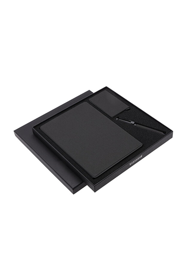 CHANGE ZERO Sustainable Gift Set with Refillable Notebook, Pen & Cardholder - Black
