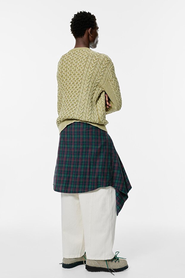 Asit yıkamalı saç örgülü kazak - 4