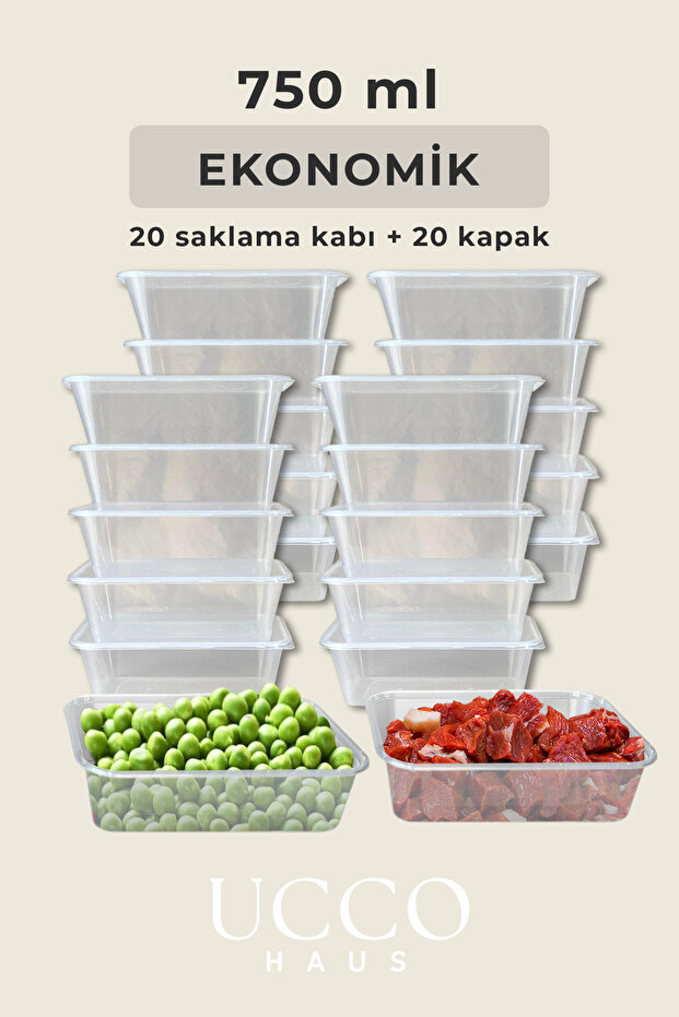 20 Adet 750ml Saklama Kabı Seti – Plastik Buzluk, Erzak, Yemek Hazırlık & Mutfak Düzenleme Kutuları - 3