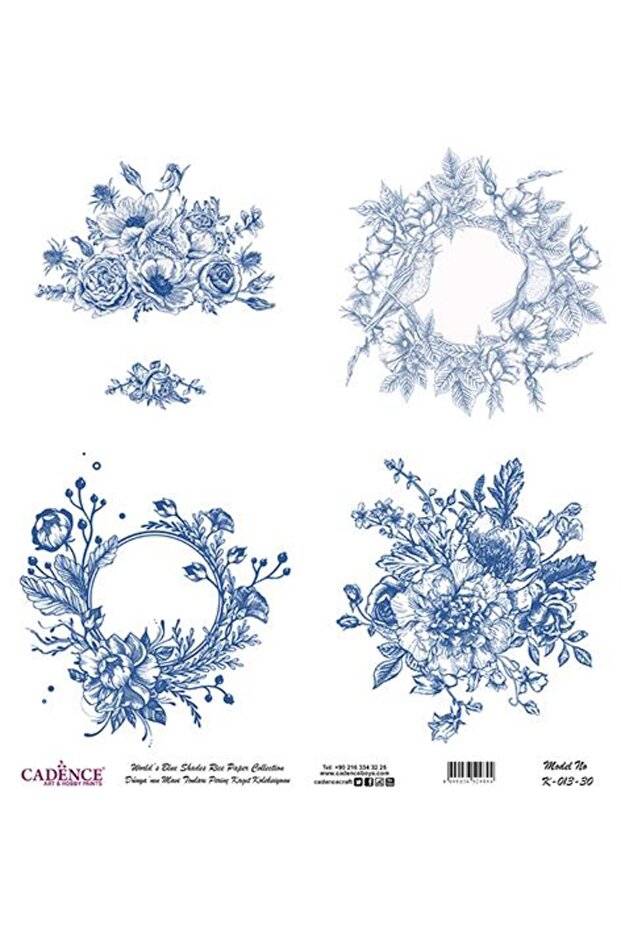 Blue Shades of the World Rice Decoupage Paper - K-013