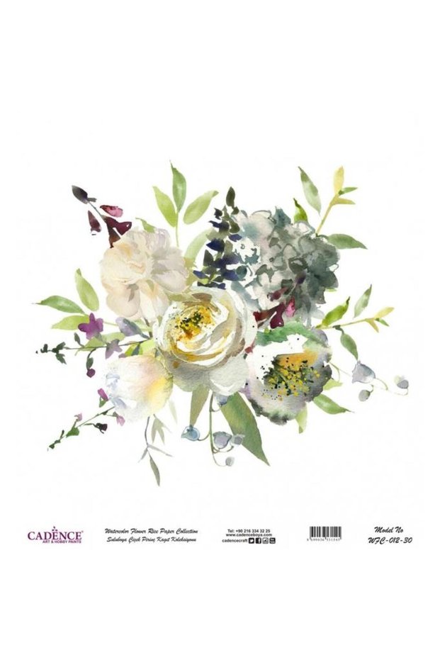 Watercolor Flower Rice Decoupage Paper - Wfc-012