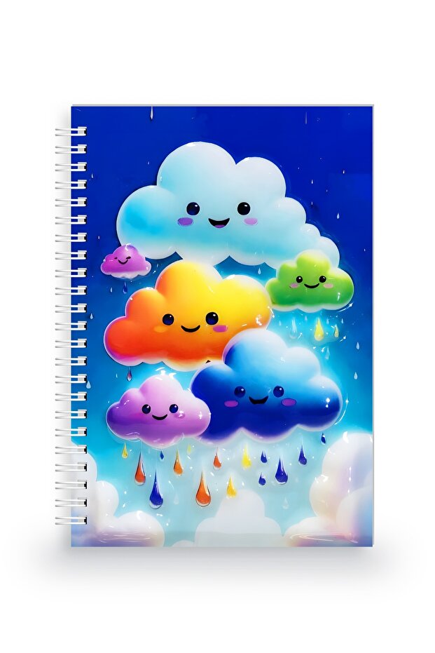 دفتر ملاحظات حلزوني ثلاثي الأبعاد على شكل سحابة ملونة - 2