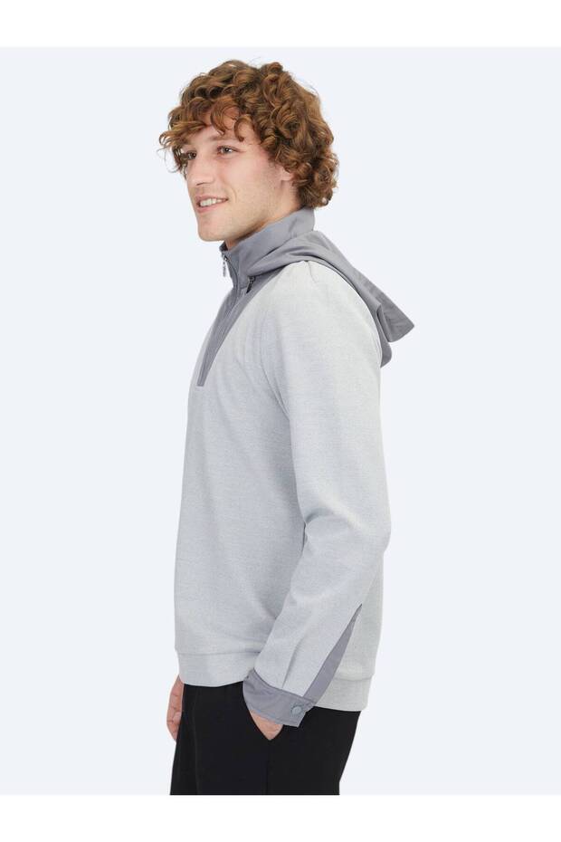 Gri Kapüşonlu Sweatshırt - 3