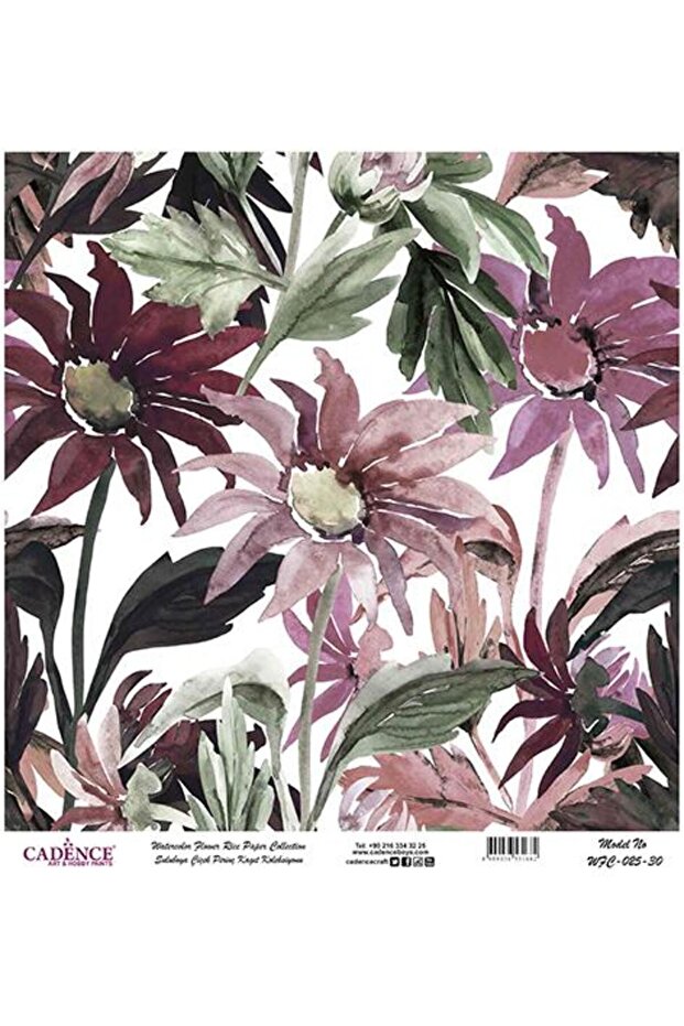 Watercolor Flower Rice Decoupage Paper - Wfc-025