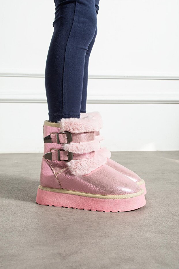 Double Buckle Thick Sole Children's Boots Pudra Sultan