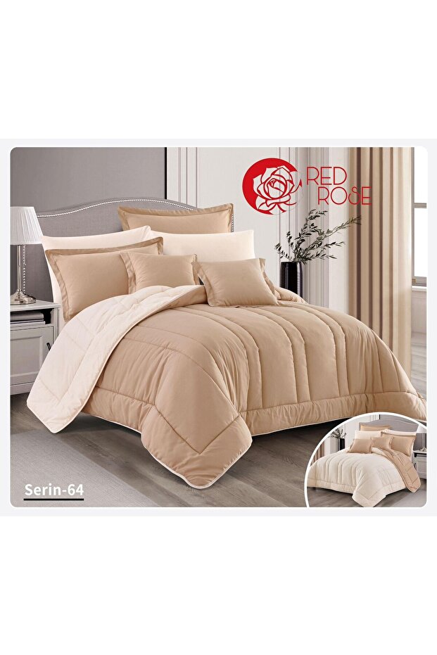 8-piece double-sided plain bedspread - 1