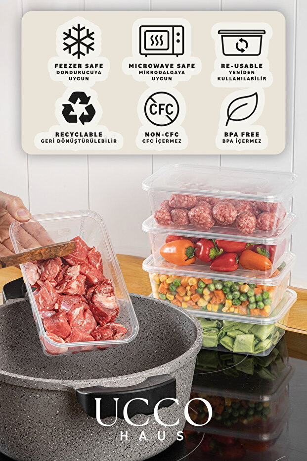 20 Adet 750ml Saklama Kabı Seti – Plastik Buzluk, Erzak, Yemek Hazırlık & Mutfak Düzenleme Kutuları - 6