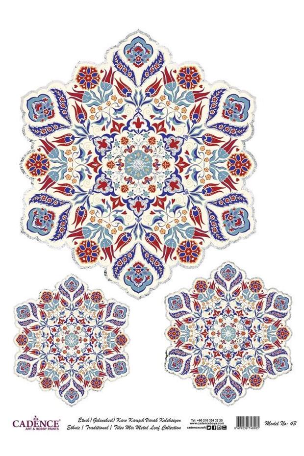 Patterned Silver Leaf Brass Decoapaj Paper - Model 043