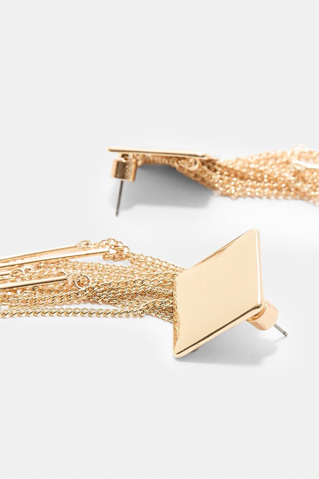 Baklava desenli zincir şelale küpe - 5