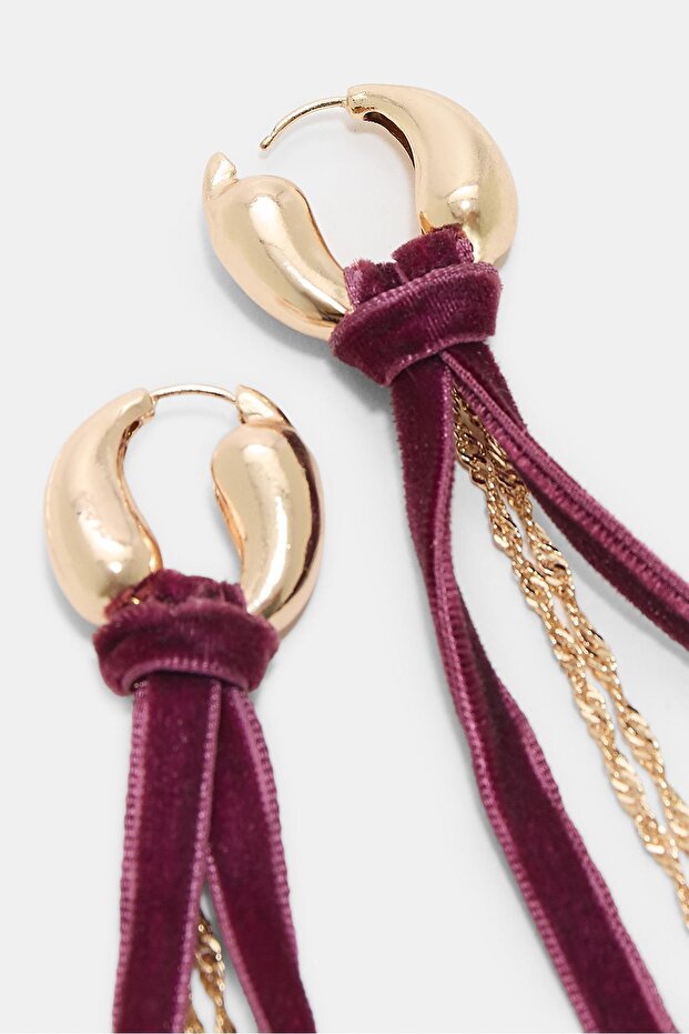 Kadife detaylı uzun küpe - 3