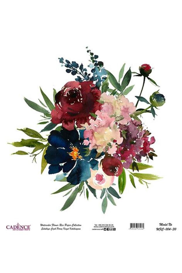 Watercolor Flower Rice Decoupage Paper - Wfc-004