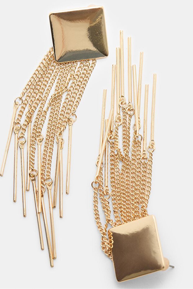 Baklava desenli zincir şelale küpe - 3