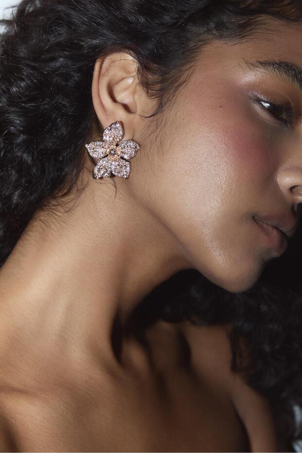 Parıltılı çiçek küpe - 4