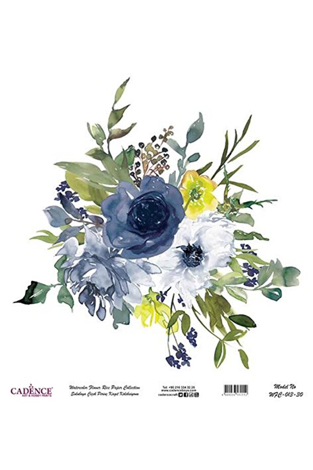 Watercolor Flower Rice Decoupage Paper - Wfc-013
