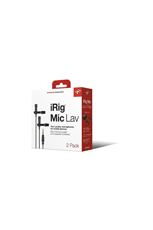 ميكروفون لافالير iRig للهواتف الذكية والأجهزة اللوحية (عبوة من قطعتين)