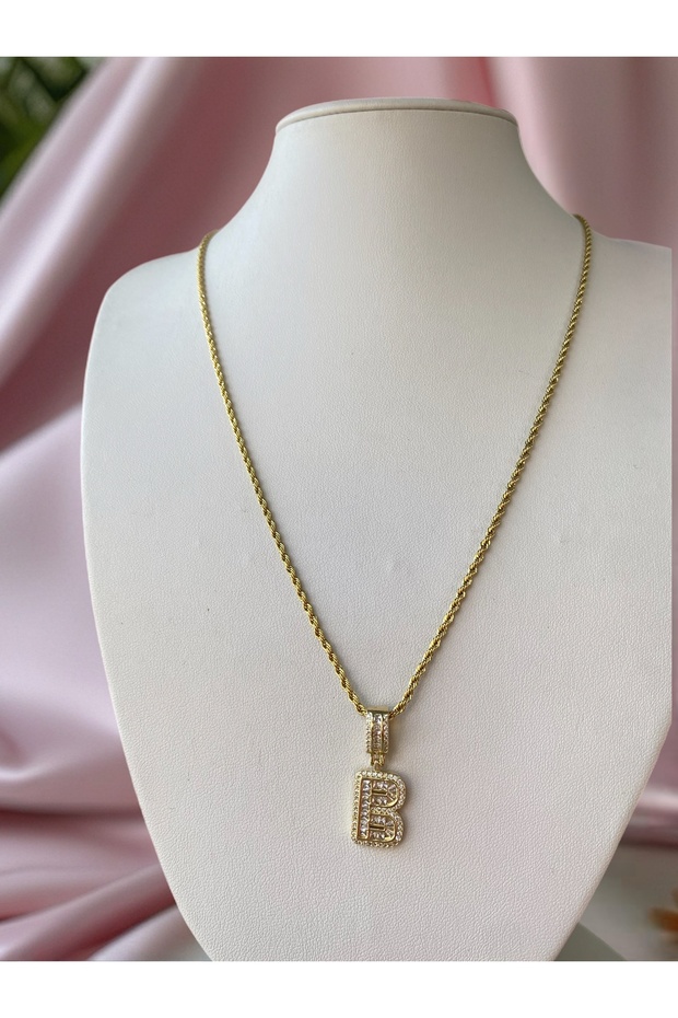 B harfli Çelik Kolye - 4