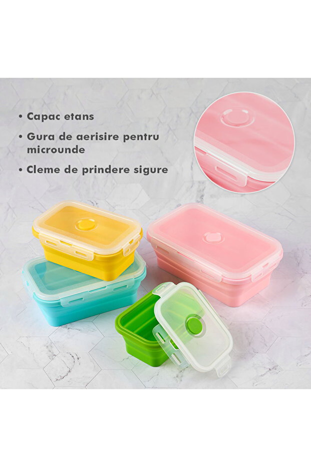 Set of 4 Onuvio® Rectangular Collapsible Food Grade Silicone Casseroles with Lids - Multicolor - 6