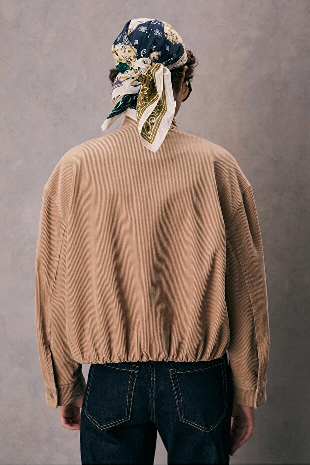 Fitilli kadife bomber ceket - 4