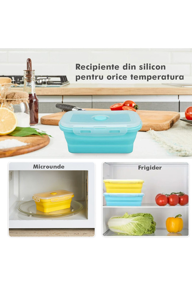 Set of 4 Onuvio® Rectangular Collapsible Food Grade Silicone Casseroles with Lids - Multicolor - 4