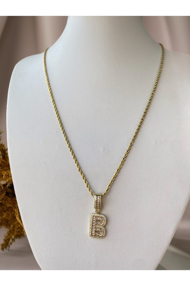 B harfli Çelik Kolye - 1