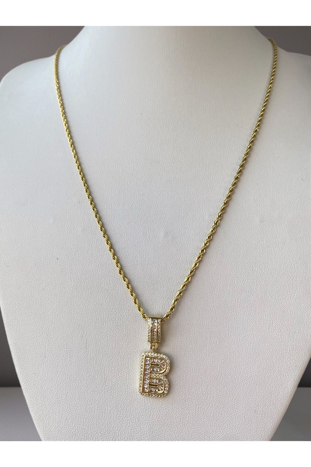 B harfli Çelik Kolye - 2
