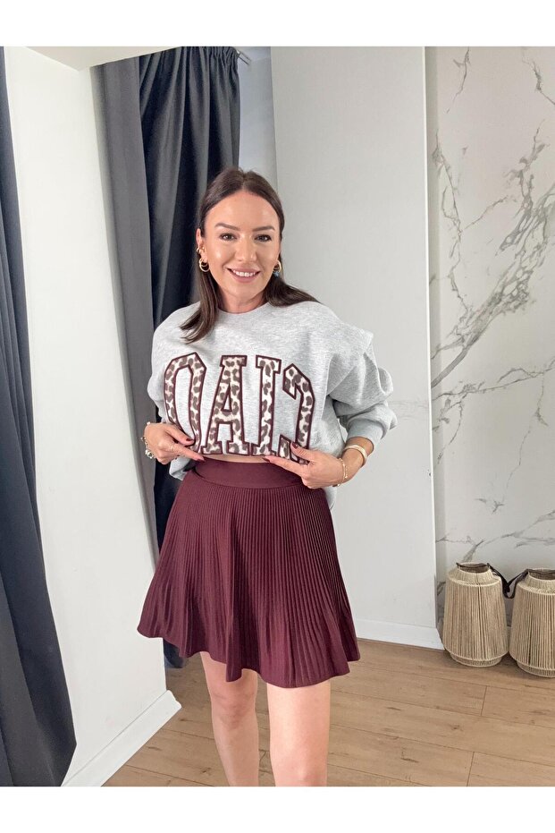 Piliseli Şort Etek KAHVE - 3