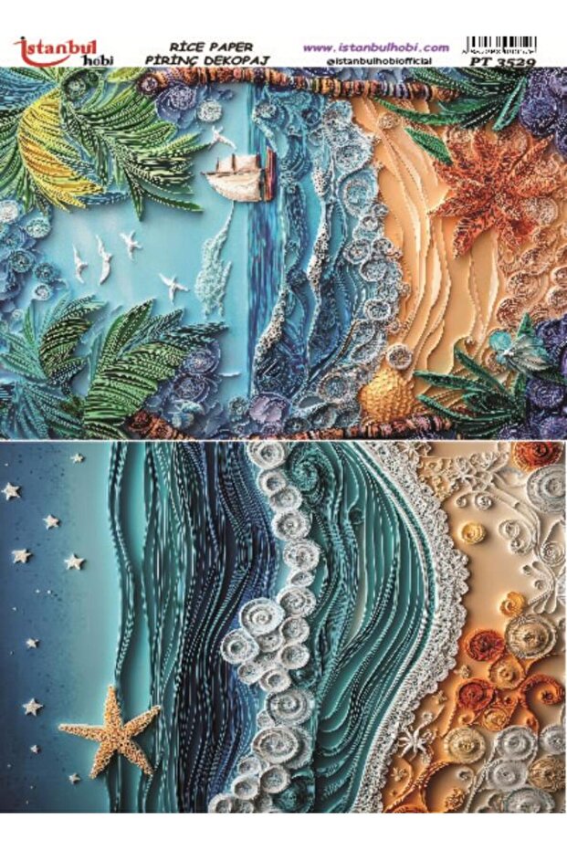 Brass Decopage Paper 30X42Cm Pt-3529 Sea