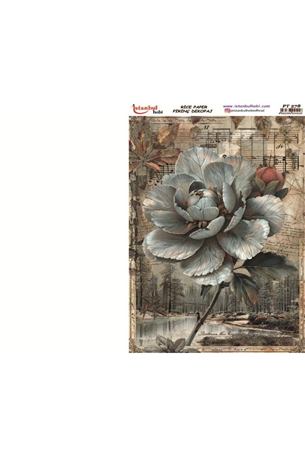 Brass Decopage Paper 30X42Cm Pt-578 Rose Flower