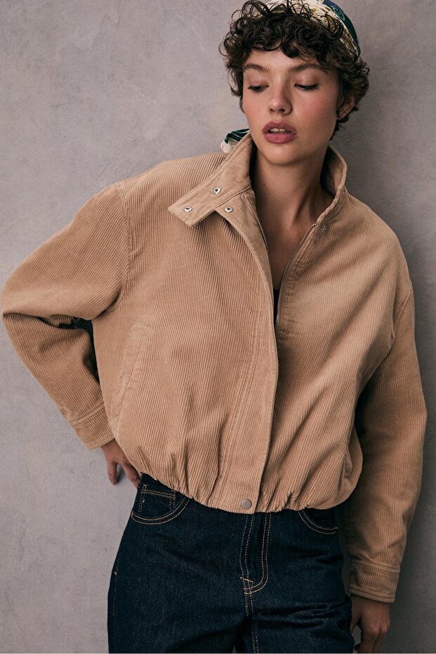 Fitilli kadife bomber ceket - 2