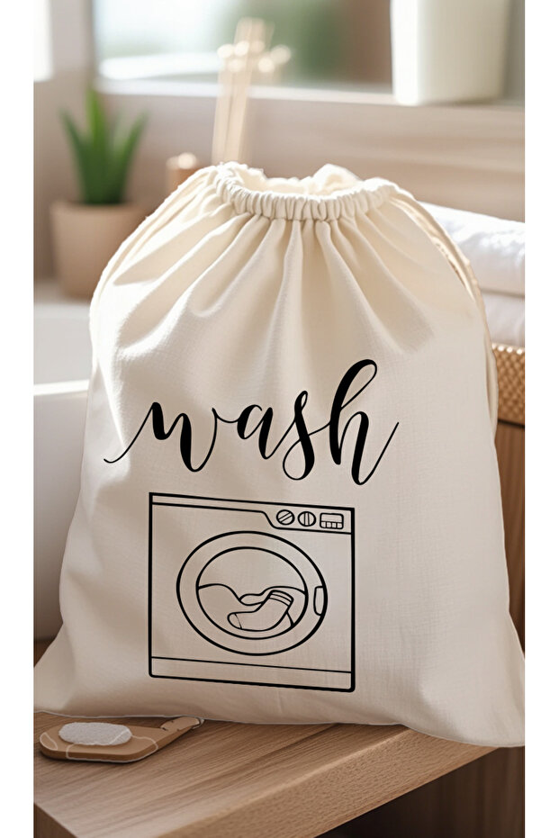 Simple Design Wash Patterned Raw Cloth Fabric Multi-Purpose Dirty Laundry Bag 40X50 (1 Piece)