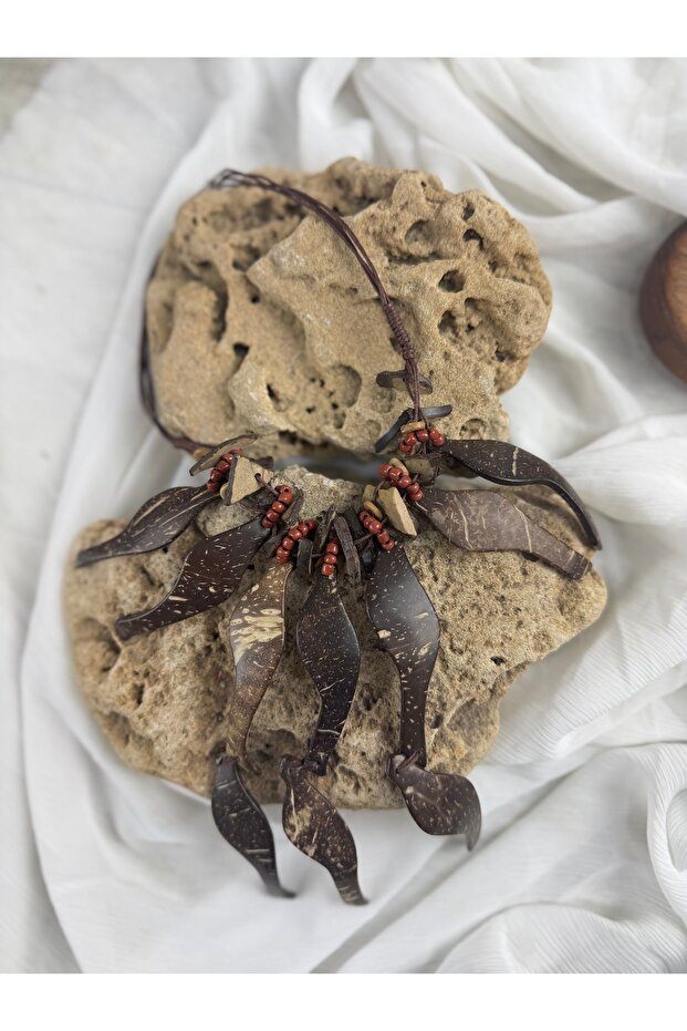 Ahşap tasarım el yapımı kolye - 4