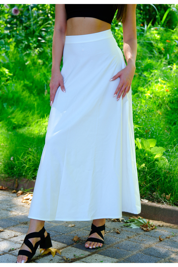 Kadın White Flow Krep Etek - 3