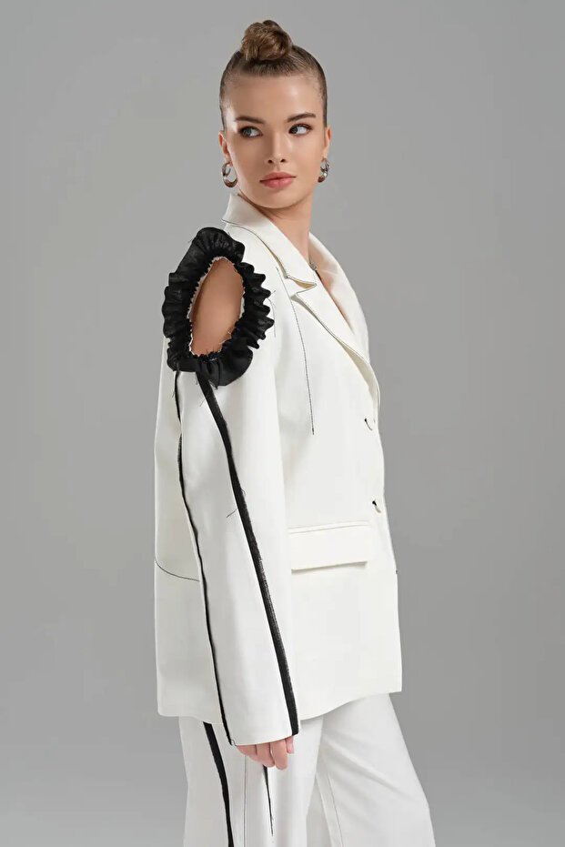 tw3 Kadın Tek Omuzu Açık Tasarım Blazer Ceket - 3
