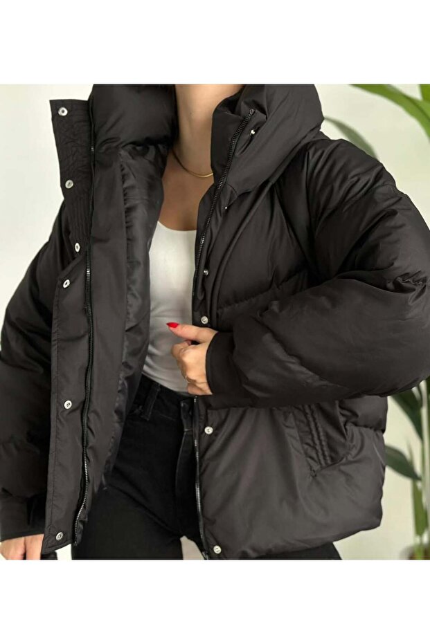 Kapşonlu şişme mont - 2