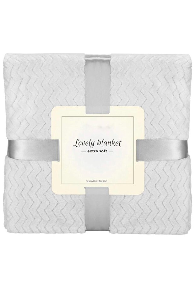 Fluffy blanket for 2 people, double-sided, embossed pattern, 200x220 cm, gray - 1