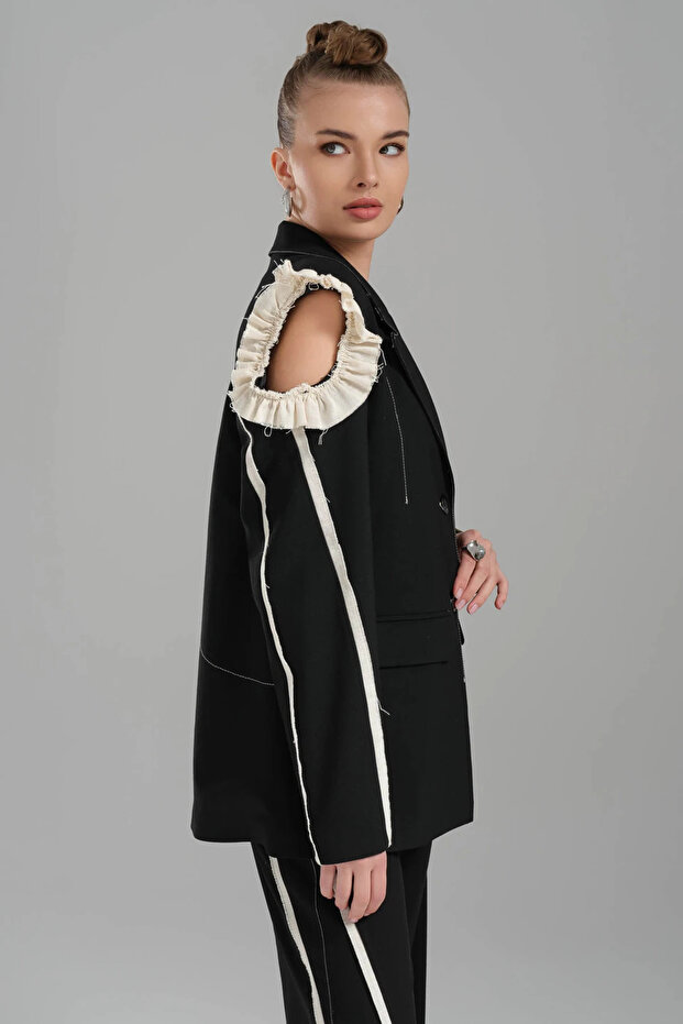tw3 Kadın Tek Omuzu Açık Tasarım Blazer Ceket - 2