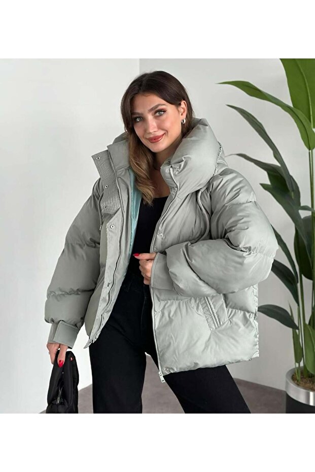 Kapşonlu şişme mont - 1