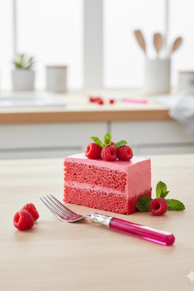 6 lı Paslanmaz Çelik Pembe Tatlı Çatalı Seti - 2