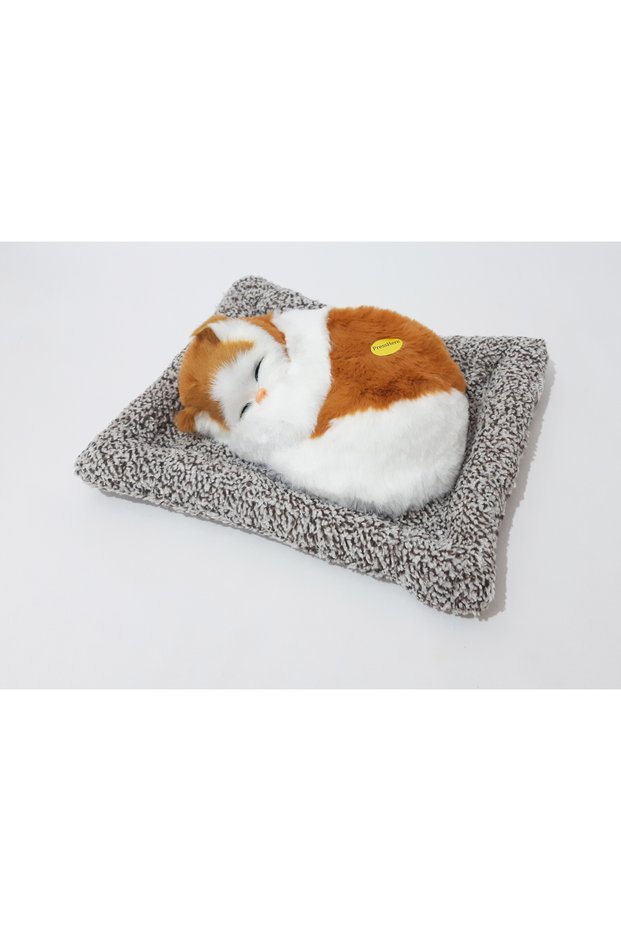 Toy Cushioned Lying Meowing Cat Gift for Kids Ornament Decoration for Home Office