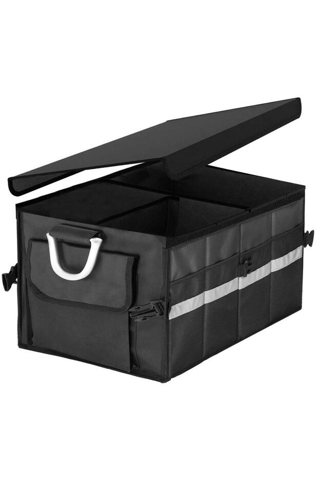 Trunk organizer, box type, with side pockets, foldable, 30x58x33cm, black
