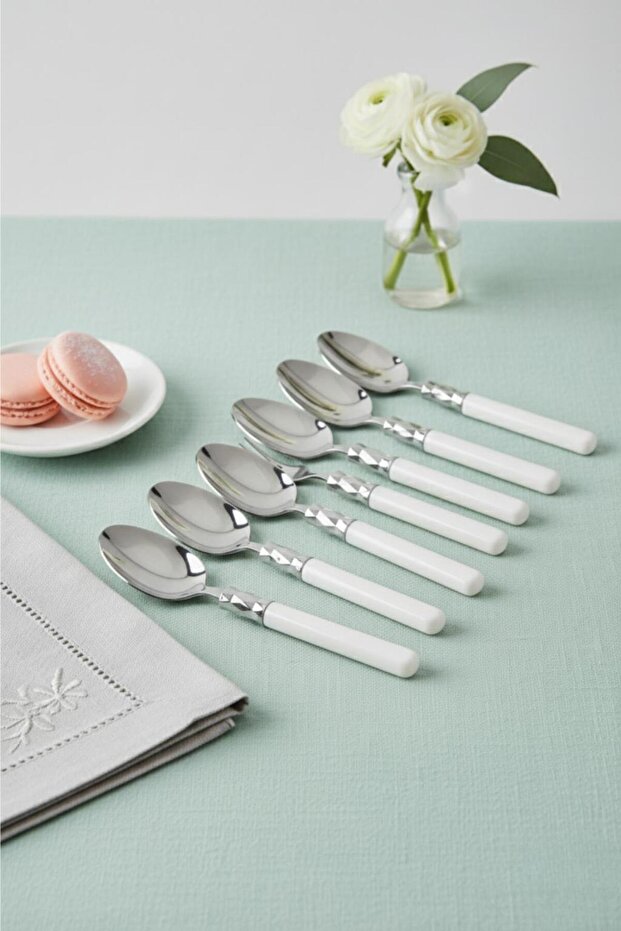 Set of 6 Stainless Steel Soft White Tablespoon Set