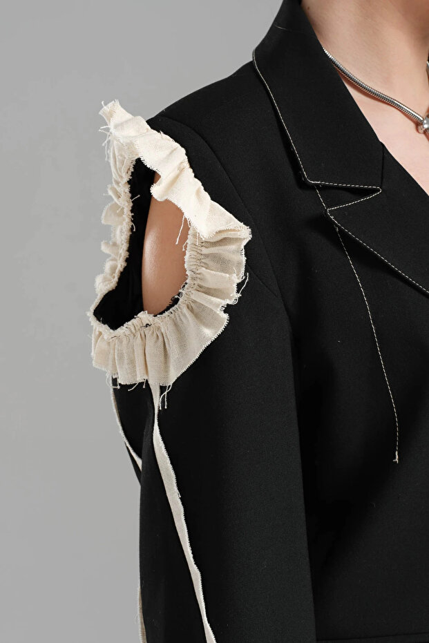 tw3 Kadın Tek Omuzu Açık Tasarım Blazer Ceket - 3