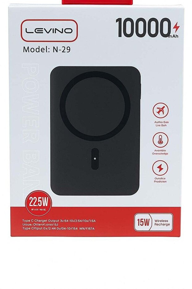 N-29 10000mAh Wireless Magnetic Power Bank with 22.5W Super Fast Charging & 15W Wireless Outp