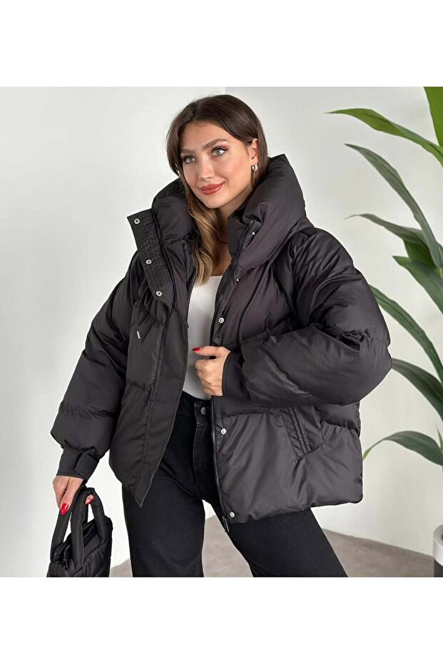 Kapşonlu şişme mont - 1