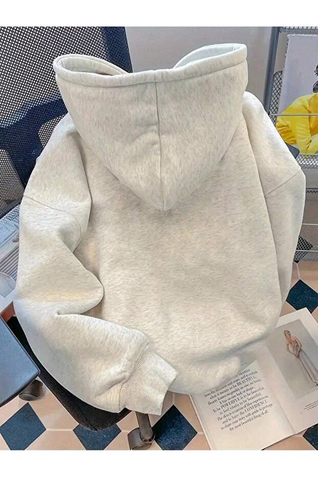MOOSTA Plus-Size Women's Cat Paw And Face Print Warm Drawstring Hoodie Fall Cloth For W - 2