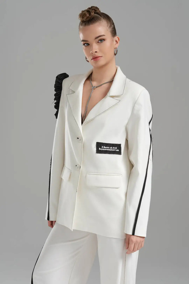 tw3 Kadın Tek Omuzu Açık Tasarım Blazer Ceket - 1